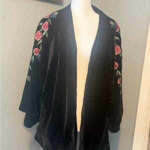 Umgee Black and Red Cardigan with Floral Embroidery